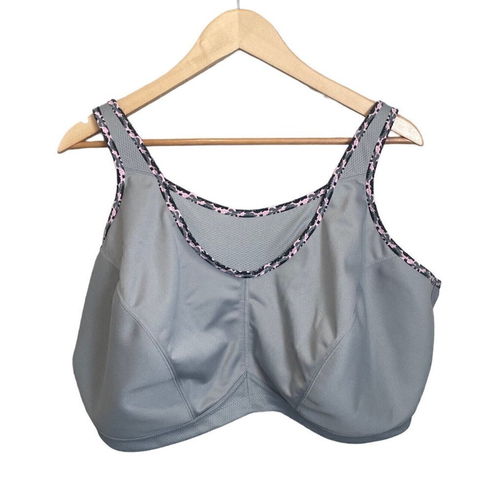 Glamorise Sports Bra No Bounce-Cami Style 1066 size 50G gray pink animal print